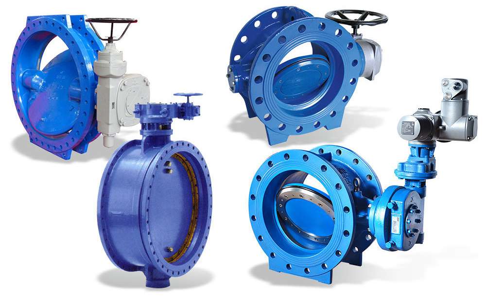 Double eccentric butterfly valves with EPDM seal ring double flanged type with gear