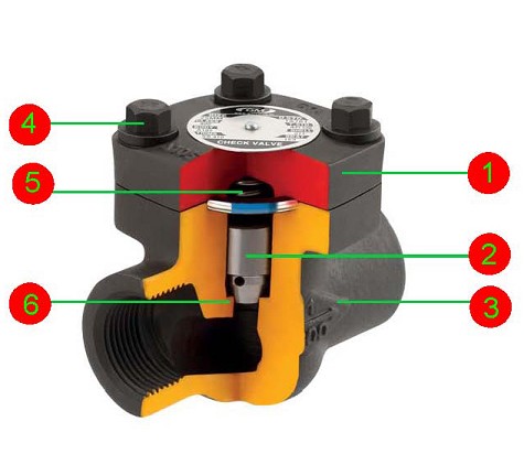 the cross-sectional diagram of bolted bonnet forged steel lift check valve 1in 800lb NPT end